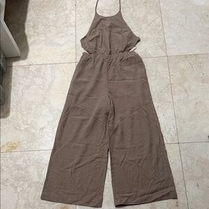 Bardot Taupe Halter Open Back Jumpsuit